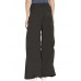 Women Solid Color Elastic Waist Loose Wide Leg Pants With Pocket