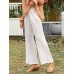 Women Solid Color Relaxed Fit Plain Drawstring Flare Leg Pants