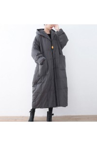 Limited Stock-Gray Warm Down Coat Plus Size Parka thick Hooded Maxi Cardigan