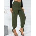 Women Solid Color Casual High Waist Jogger Pants With Pocket