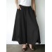 Women Cotton Solid Color Side Pockets Front Fork Wide Leg Pants