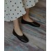 Genuine Leather Black Pointed Toe Flat Shoes For Women