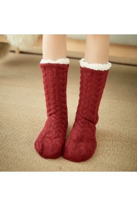 Women Winter Thickening Warm Casual Socks Non  Slip Silicone Middle Tube Socks