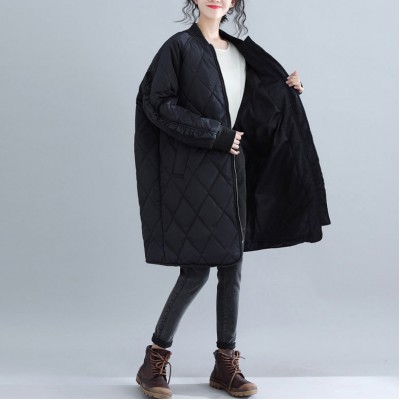 New black women parka plus size clothing stand collar Jackets & Coats women ruffles outwear