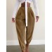 Women Corduroy Loose Solid Color Side Pockets Zipper Buttons Maxi Length Pants