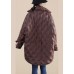 Coffee Stand Collar Button Loose Winter Puffers Long Down Jacket