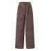 Women Corduroy Solid Color Pleating Pocket Ankle Length Side Pockets Retro Pants