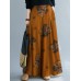 Women Vintage Floral Print Elastic Waist Casual Loose Wide Leg Pants With Pocket