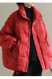 Women Red thick Duck Down Puffer Jacket Winter