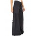 Women Solid Color Elastic Waist Loose Wide Leg Pants With Pocket