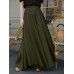 Women Solid Color Loose Casual Elastic Waist Wide Leg Pants With Pocket